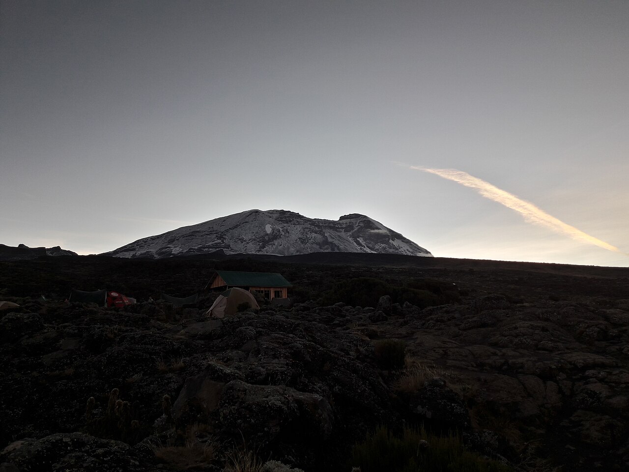 Early light over Kilimanjaro from Shira 1 camp