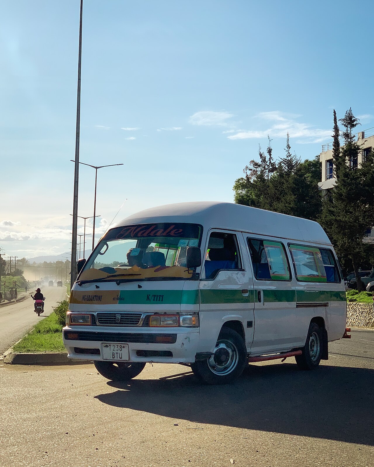 Public minibus on a street in Arusha, Tanzania