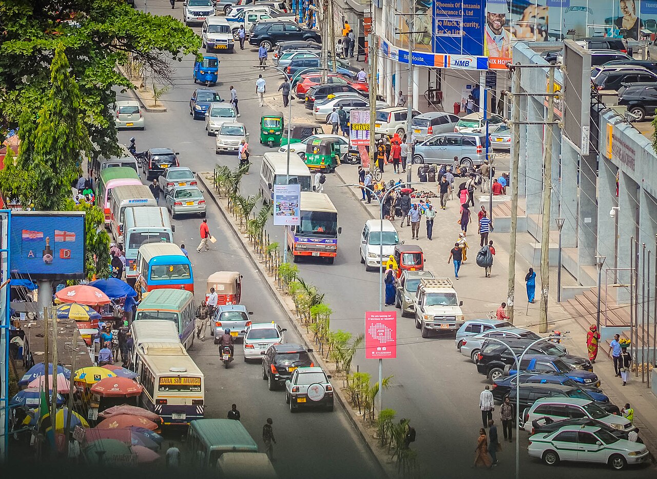 Traffic on a street in Dar es Salaam, Tanzania